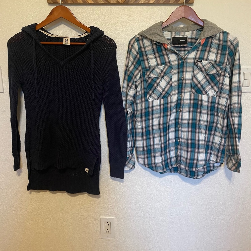 Roxy pullover and Hurley hoodie